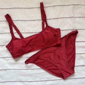 👙Rust Orange Ribbed Matching Bikini Swim Set